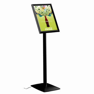 11" x 17" LED-Box Illuminated Pedestal Sign Stand, Black - Braeside Displays